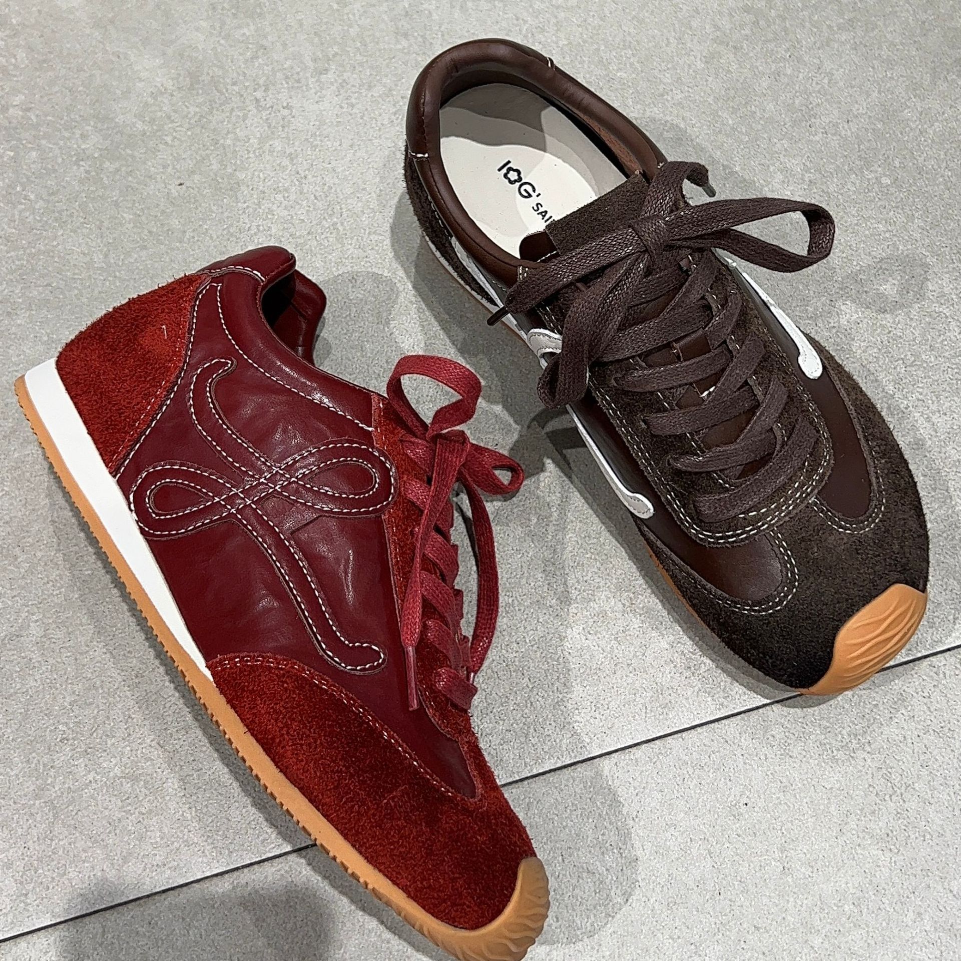 2025 new designer comfortable cowhide sports running dad shoes with invisible height increase