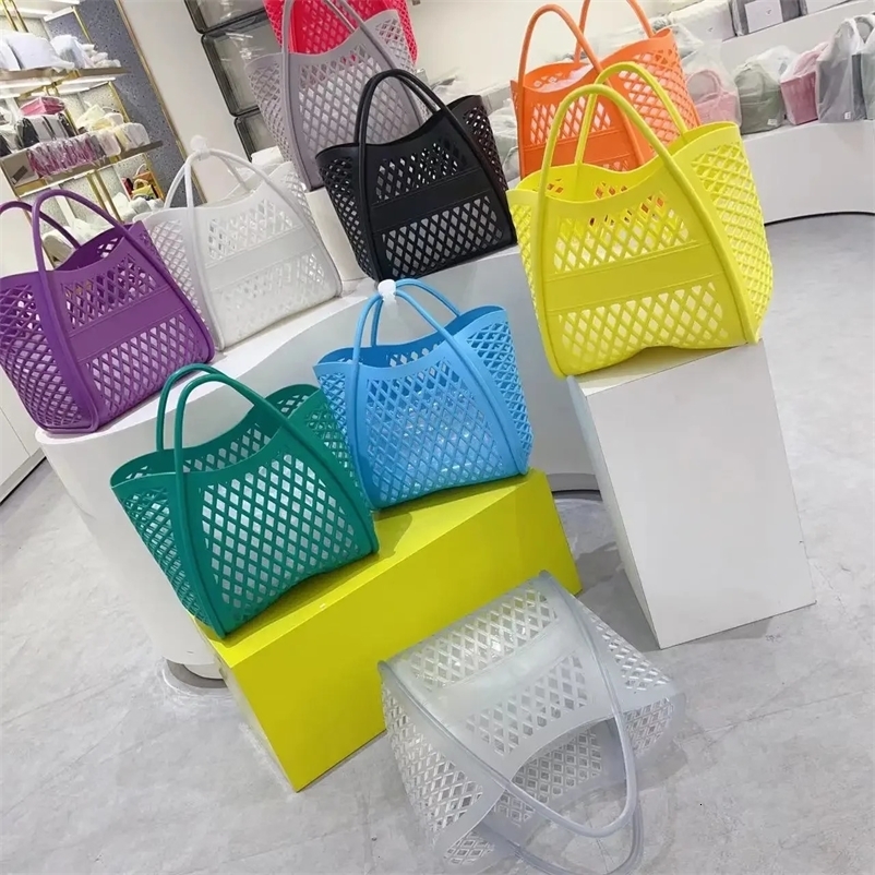 Silicone Hollow Out Handbag Basket PVC Beach Bag Shower Basket Picnic Storage Bag Motorcycle Equipment Accessories250314bj
