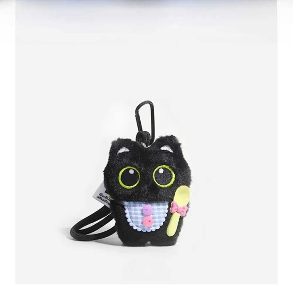 Cute Fish Black Cat Plush Doll Keychain Bib Wings Doll Bag Pendant Strawberry Car Key Ring School Bag DecorationXJ250928