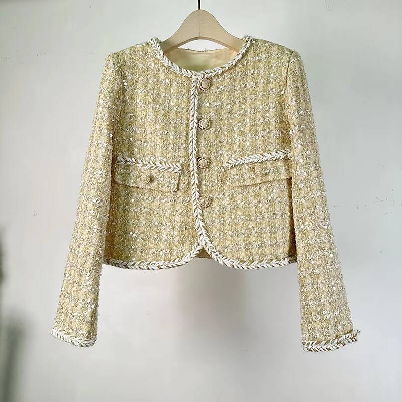 New Arrivals Dropshipping Elegant Sequin Tweed Jacket for Ladies