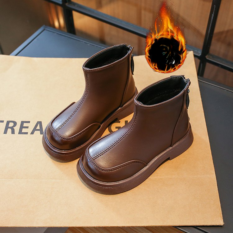 Autumn and winter new girls' boots, children's Martin boots, real leather shoes, women's baby double cotton boots, hiking boots, design