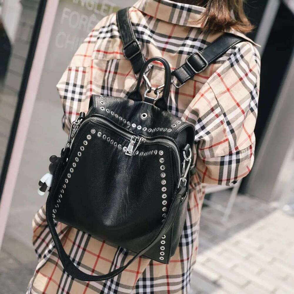 designer bag Luxury bag New Korean Fashion Women's with Rivets, Multifunctional Casual Travel Backpack for Women