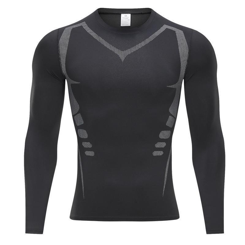 Sports Quick-Dry Shirt for Men Long Sleeve Fitness Tight-Fitting Cycling Base Layer High Elastic Compression Shirt