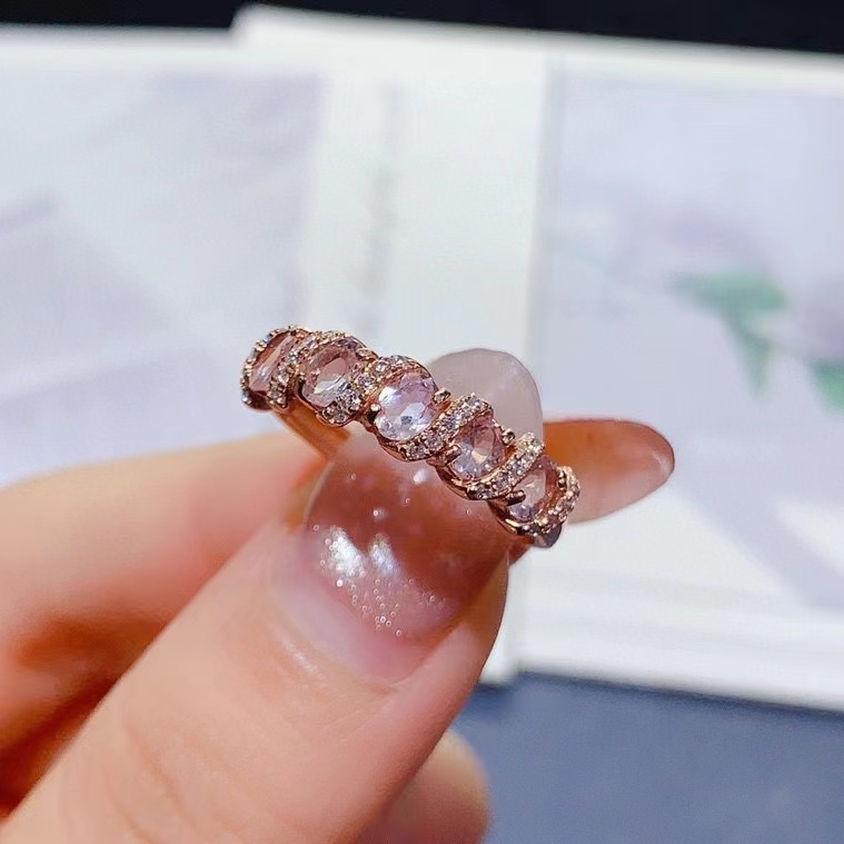 Natural Morganite ring real 925 silver Morganite jewelry with certificate 3mm*4mm total 0.6ct 925 silver jewelry gift for girlfriend