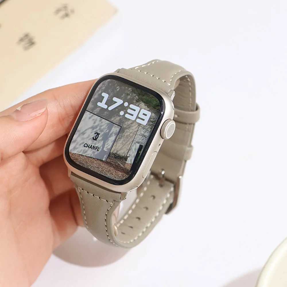 Slim Leather Strap For Apple Watch Band 41mm 40mm 38mm 49mm 46mm 42mm 44mm Bracelet loop apple watch 8 45mm 10 46mm 97se34 6 W250928