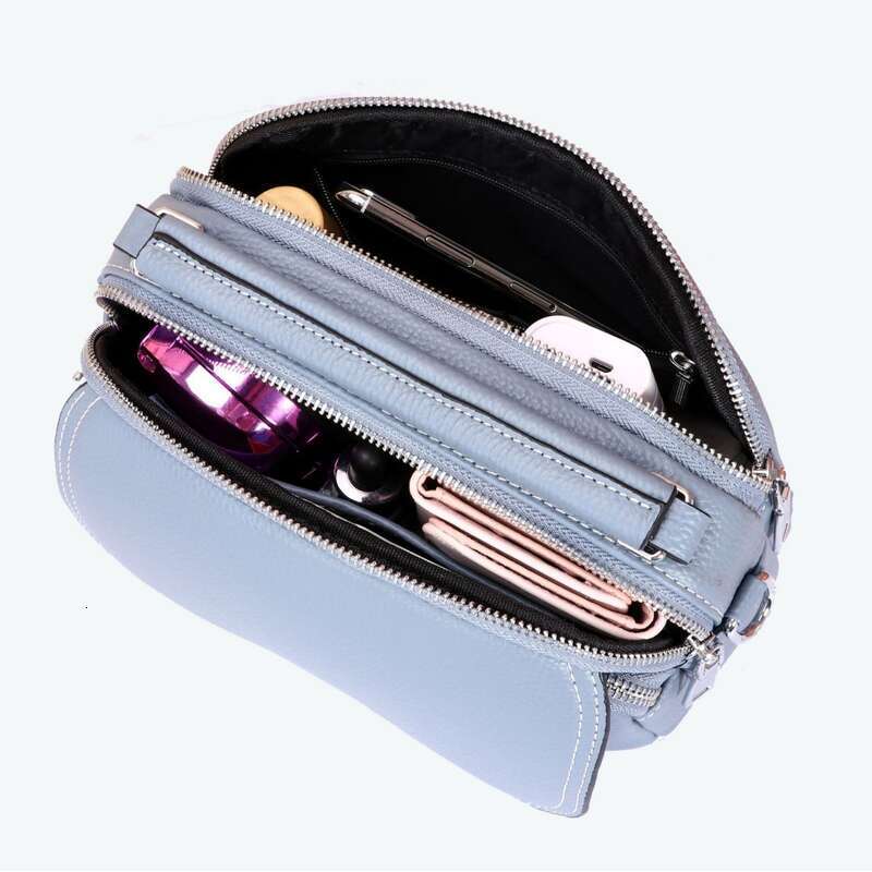 Fashionable top layer cowhide hand-held crossbody women's casual multi compartment handbag, large capacity soft leather