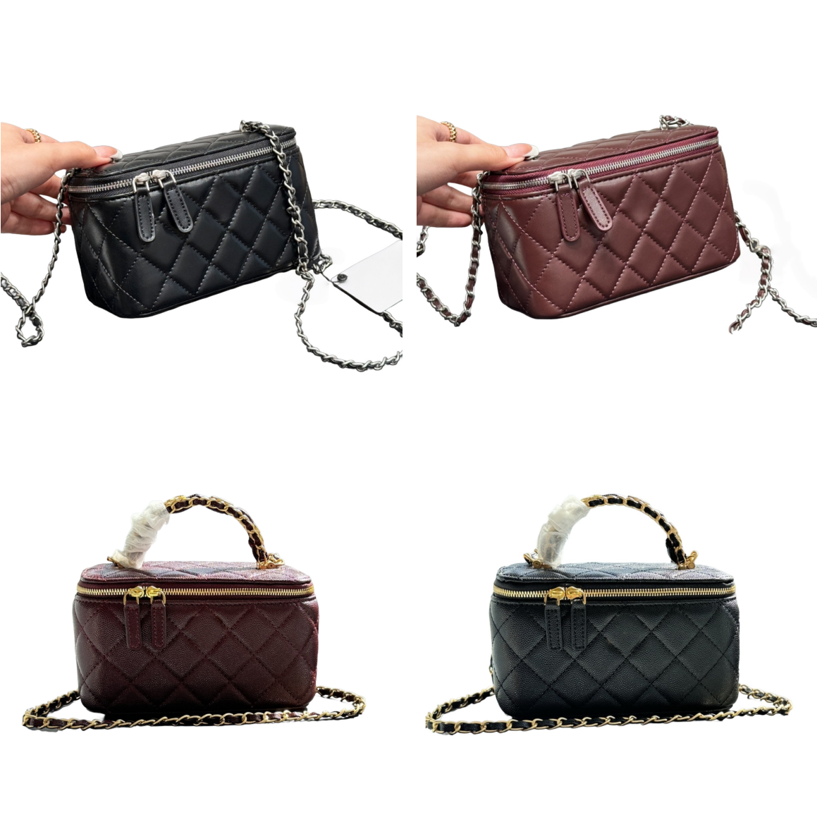 Designer Vanity Bag with Mirror Cosmetic Bags Chain Strap Crossbody Bag High Quality Leather Bag Womens Make Up Case Small Handbag Mini Small Makeup Bag Vanity Case