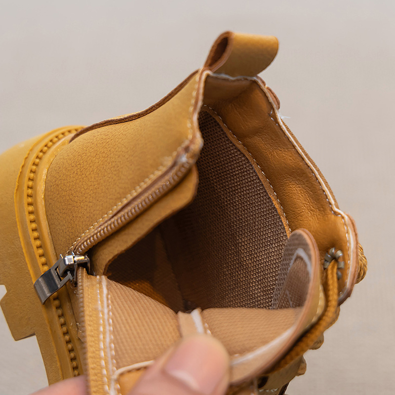 New winter men's and women's fashionable Martin boots, British style trendy short boots, yellow boots, wool cotton versatile boots, designer