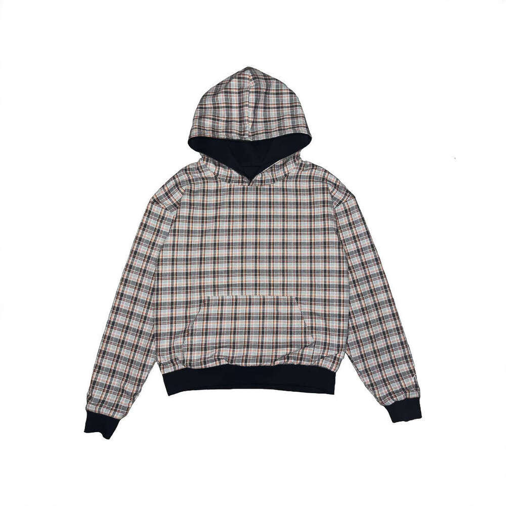 New American Street Style Plaid Hooded Sweatshirt Autumn Winter Unisex Top