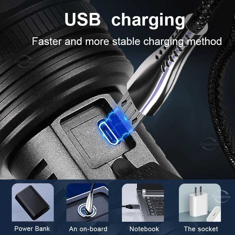 High Power Led Flashlight Rechargeable LED Flashlights High Power Zoom Torch Long Range 2500m Camping Hunting Outdoor Lantren D250928