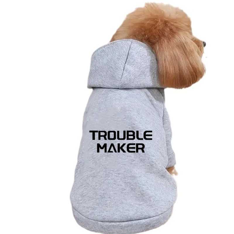 Dog Hoodie Dog Warm Coat Puppy Sweatshirt Trouble Maker Letters Printed Dog Costume Winter Dog Clothes Pet X250928