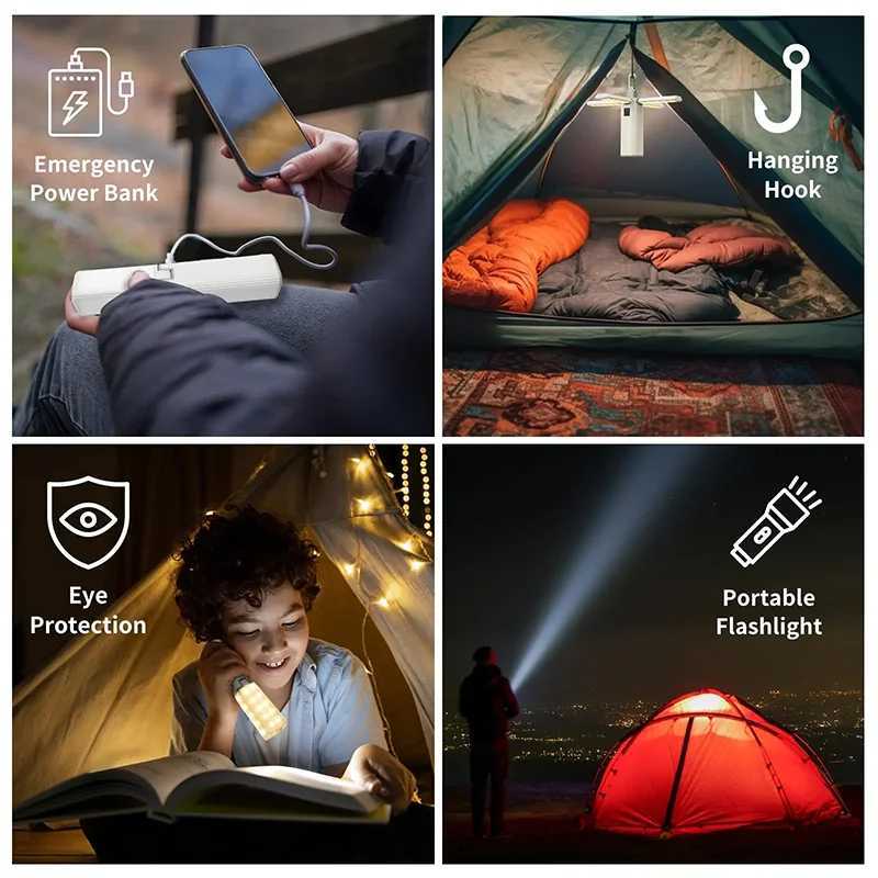 Outdoor Multifunctional LED Camping Light Portable Tent Hang Lights 2000mAh USB Rechargeable Folding Flashlight Emergency Lamp C250928