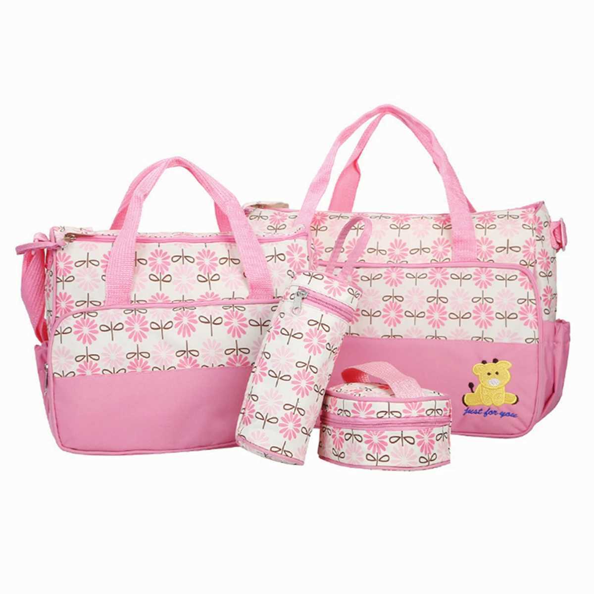 Fashionable Mummy Bag Five Piece Set Multifunctional Large Capaci Diaper Bag Portable One Shoulder Oblique Straddle Mummy BagXJ250928