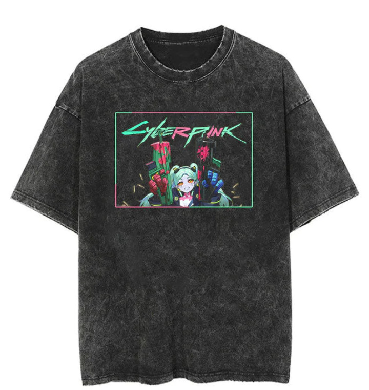 European & American Washed Vintage Short-Sleeve T-Shirt American Retro Anime Short-Sleeve T-Shirt - TT8340