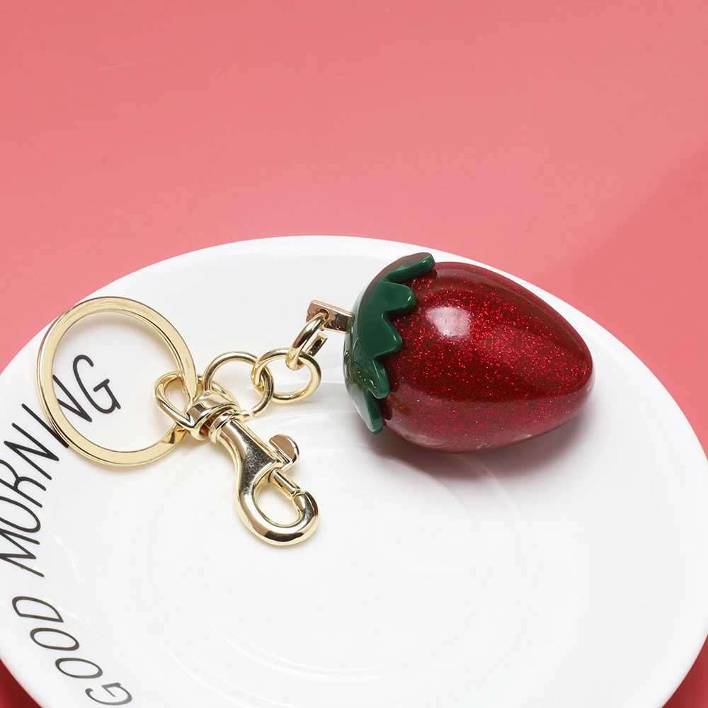 Bag Charms Keychain Red Cherry and Strawberry Fruit Pendant for Womens Purse Accessories Suitable for daily casual wear Practical and cute featuring v