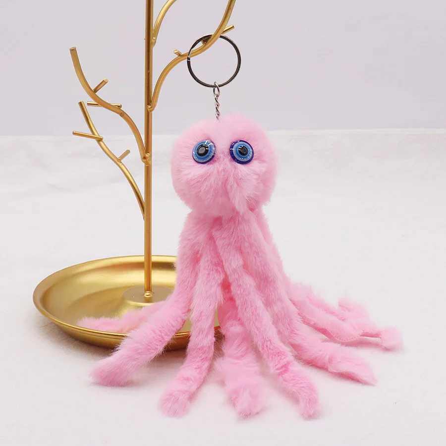 Cartoon Plush Octopus Keychain Blue Pink Multicolor Sea Animal Doll Pendant Toy Funny Hairy Key Chain Ring for Women Kids GiftXJ250928