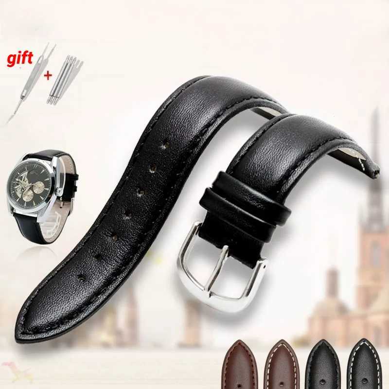 Smooth Genuine Calfskin Leather Watchband 18mm 19mm 20mm 21mm 22mm 23 Soft Straps Automatic Butterfly Buckle Business Watch Band W250928