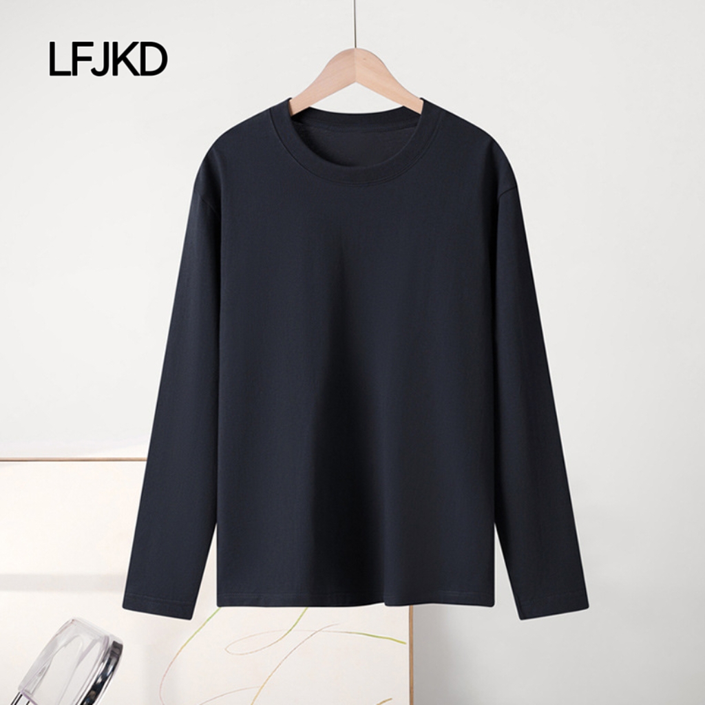 K2271 Women's Fall/Winter Minimalist Cotton Long-Sleeve T-Shirt | 230g Heavyweight Fabric | Loose Fit | Suitable for Layering or Outerwear