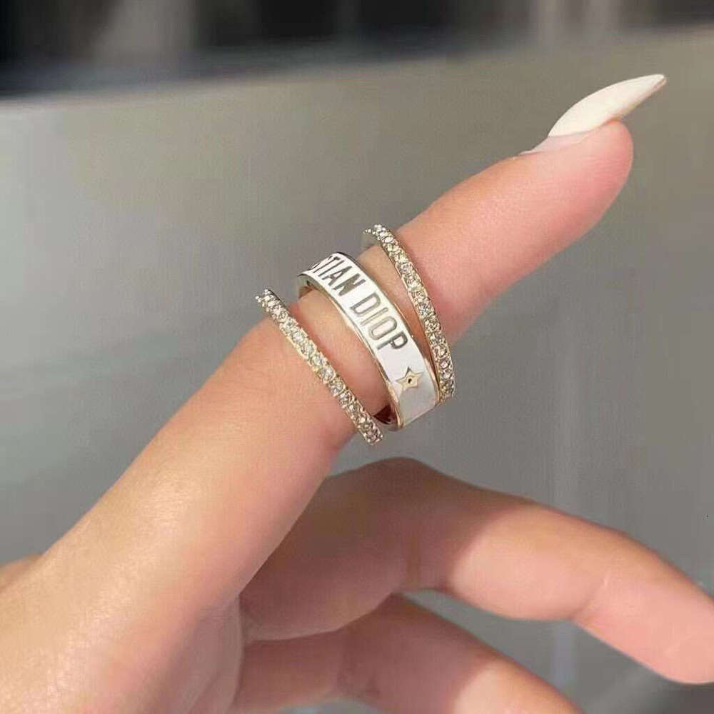 Home Three-Piece Set Inlaid Diamond Stacking Letter Open Fashion Versatile Elegant High-End Sense Index Finger Ring