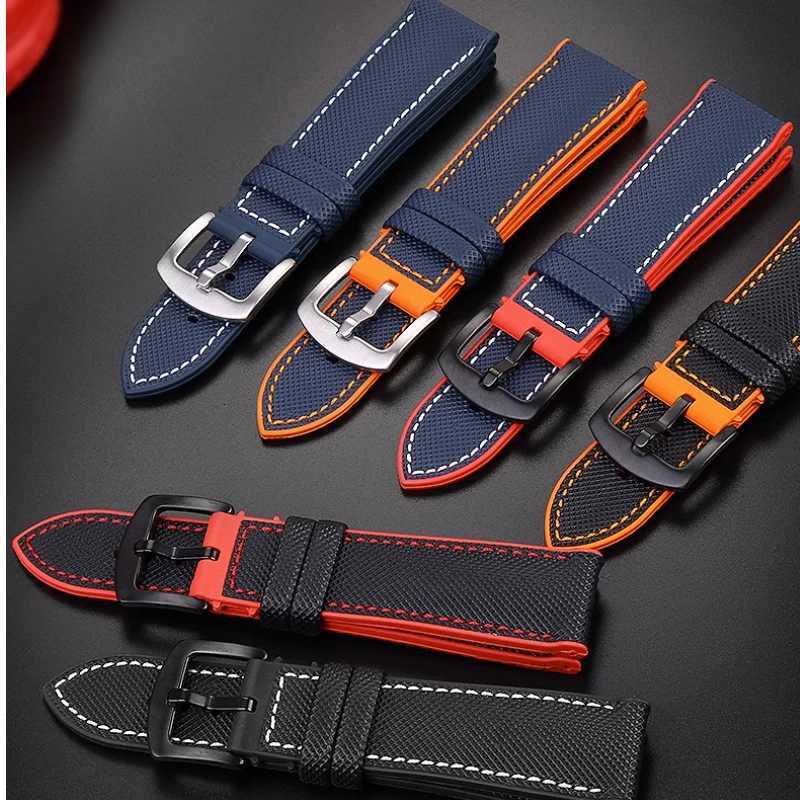 Canvas Nylon Rubber StrAP 20mm 22mm 24 Waterproof WATCHband for Men accESSories W250928