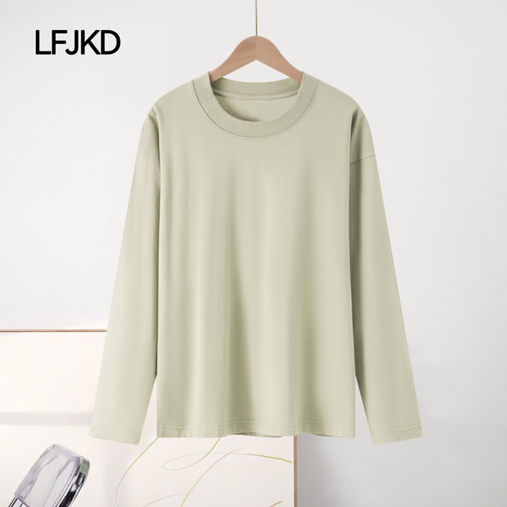 K2273 Heavyweight 230gsm cotton women's long-sleeved T-shirt | Holds its shape in fall and winter | Loose fit | Solid color for business casual w