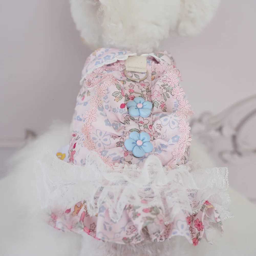 Pet AutumnWinter Floral Dress Plush Lace Cute Pet Coat Cat Teddy Schnauzer Coat Dog Dresses for Small Dogs Puppy X250928