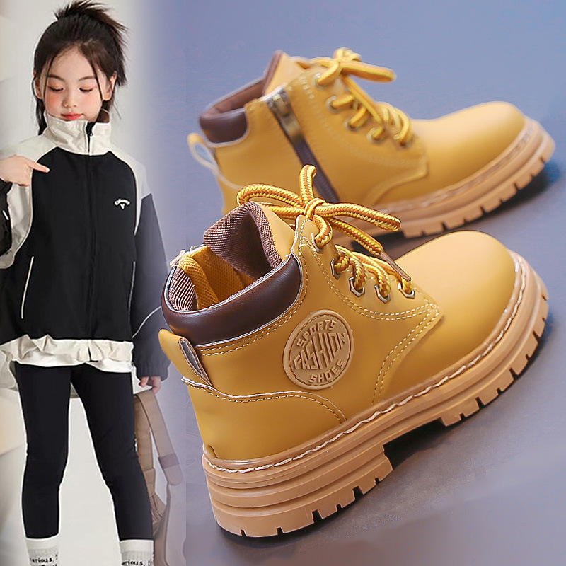 New Yellow Children's Classic Martin Boots Boys' Yellow Boots Outdoor Style Girls' Fashion Cool Boots Grassland Short Boots Designer Sh