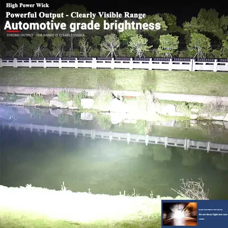 High Power LED Flashlights Builtin battery USB Rechargeable Strong Hand Light Multifunctional Torch Lamp For Emergency Camping D250928