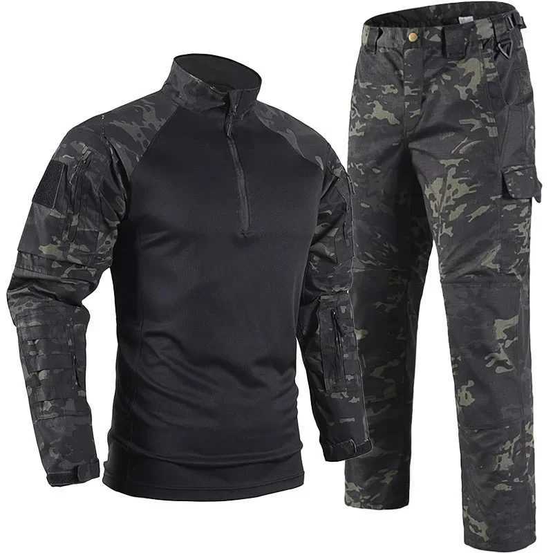 Ruins Camo Tactical Sets Men Breathable Quickdry Training T Shirts Multipocket Wearresistant Cargo Pants 2 Pcs Suits Hunting W250928