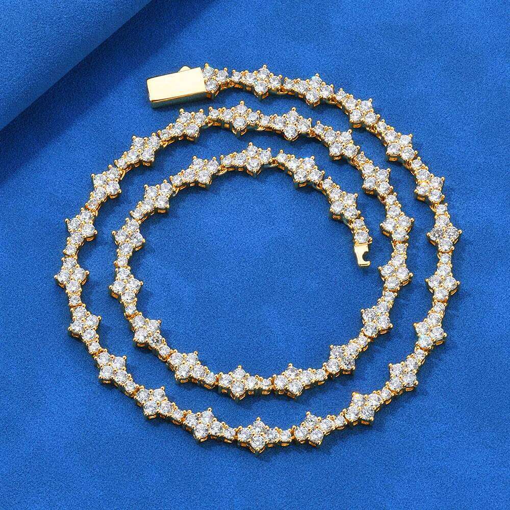 Hip Hop Necklace 5A Cubic Zirconia Sparkling Tennis Plated Gold Star Cross Bracelet Brass High-end Jewelry