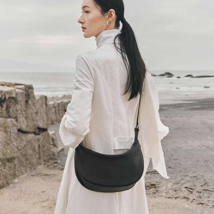 designer bag Luxury bag Top Layer Cowhide Casual Crescent Genuine Leather Small Simple Versatile Single Shoulder Crossbody Bag for Women