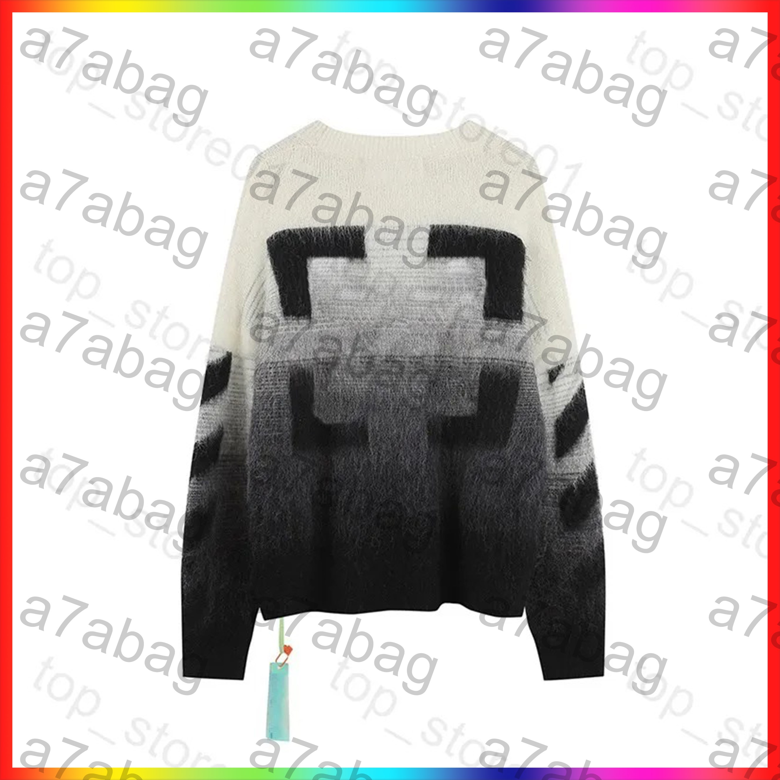 5A New Designer Off White Sweater Luxury Men's Designer Crew Neck Sweater oft Knitted Cotton Blend Pure Cotton Sweater essential Casual Women Loose Sweaters 03