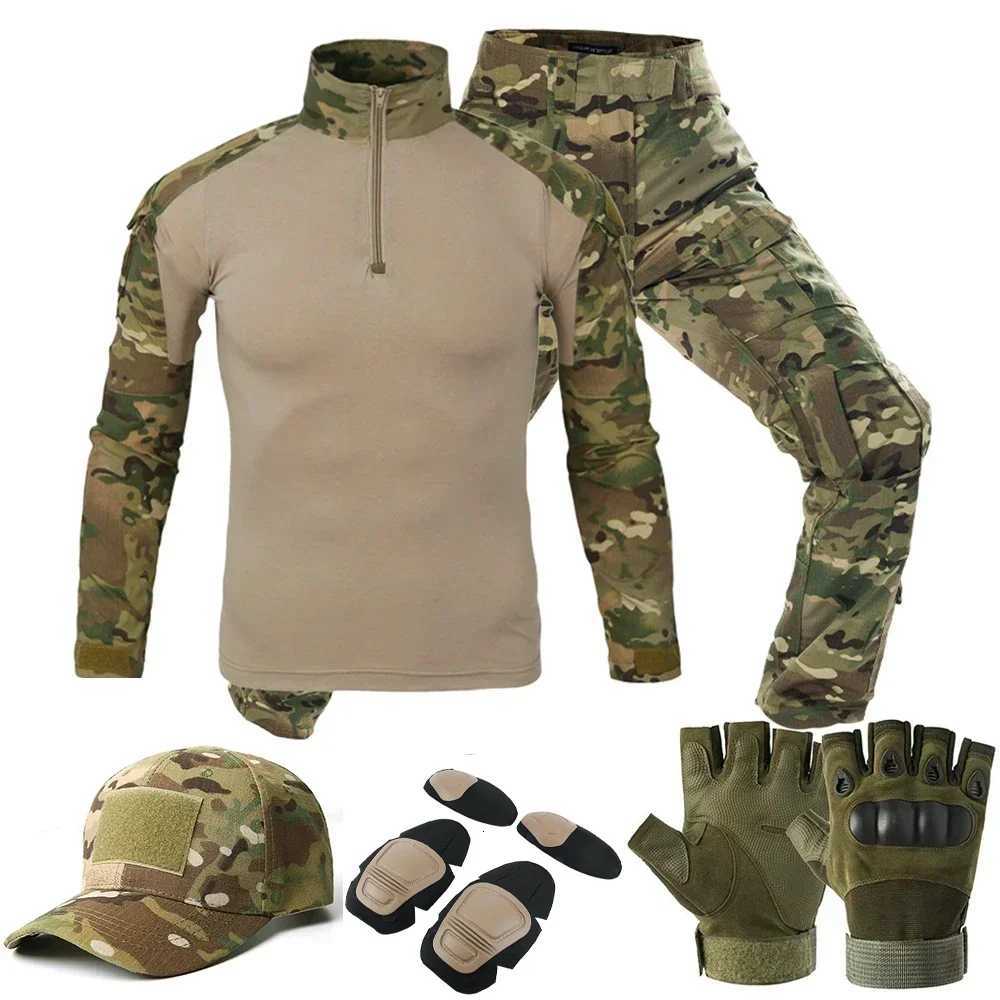 Men Tactical Suits Outdoor Airsoft Paintball Clothing Uniform Shooting Field Combat Shirt Camouflage Shirt Cargo Knee Pads Pants W250928