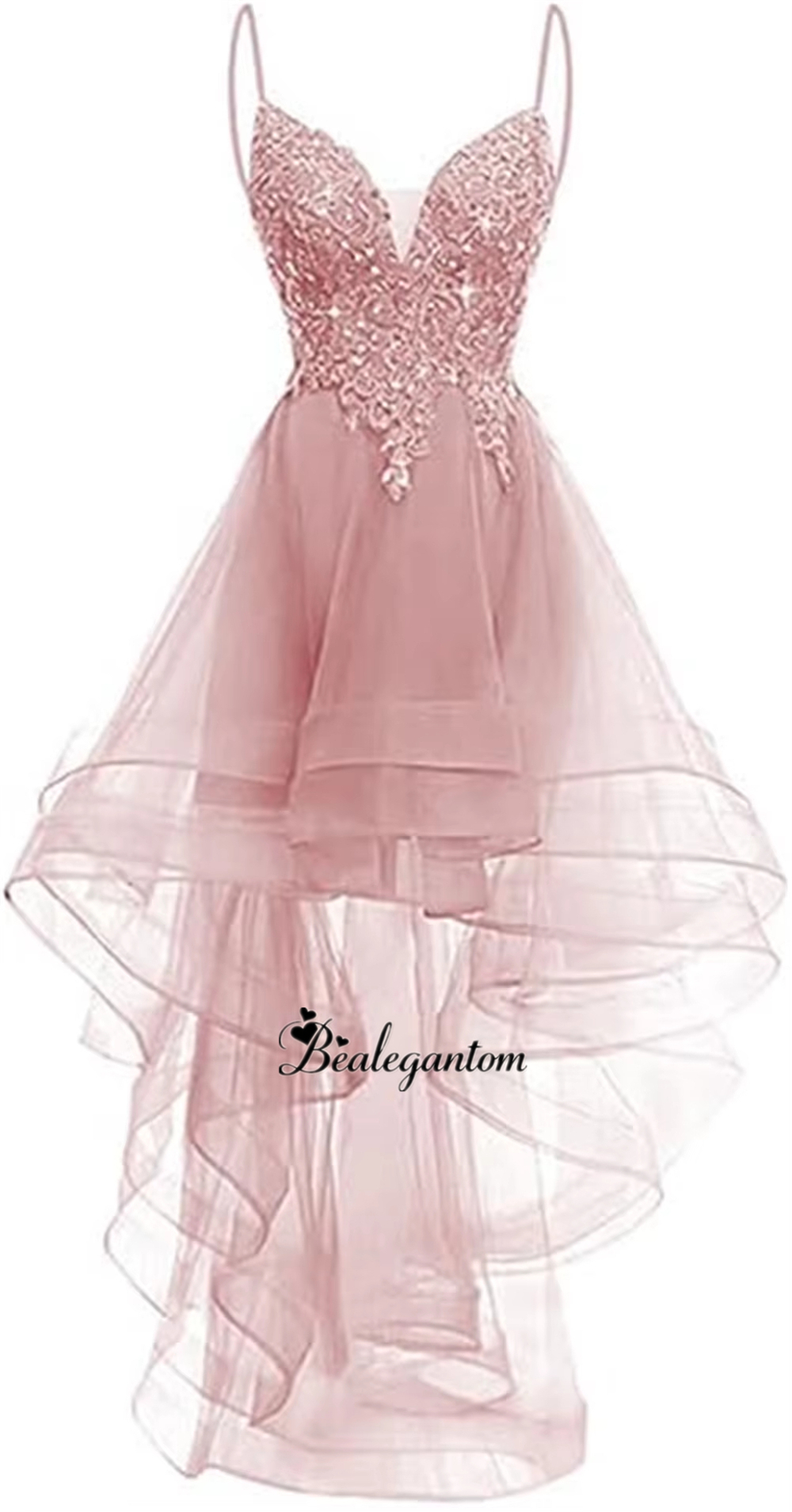 Customized Lace Appliques Homecoming Dresses For Teens High Low Spaghetti Straps Tulle Short Cocktail Birthday Prom Party Graduation Hoco Dress BQ52