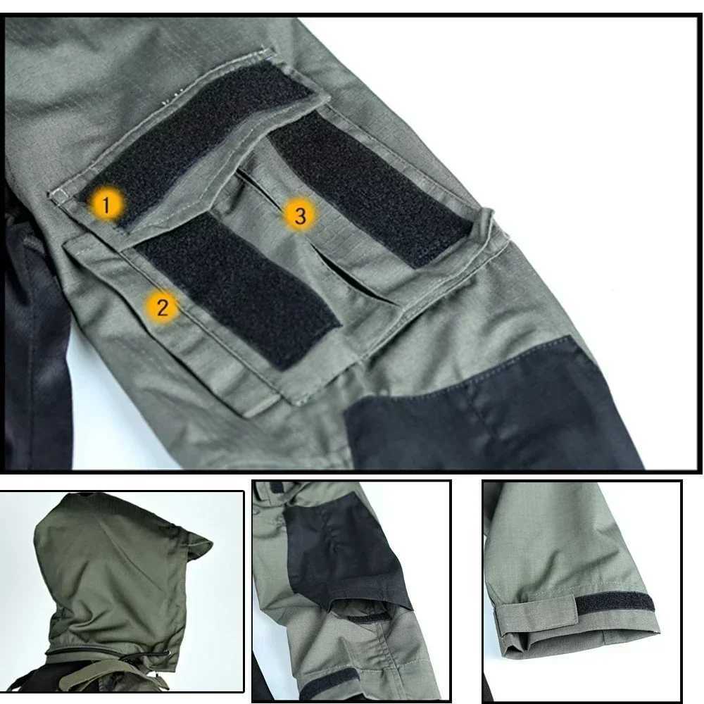 Combat Shirts 4 Zipper Training Tactical Shirts Men Clothing Rip Stop Workwear Camo T Shirt Tops Hood Outfit Wearresisting W250928