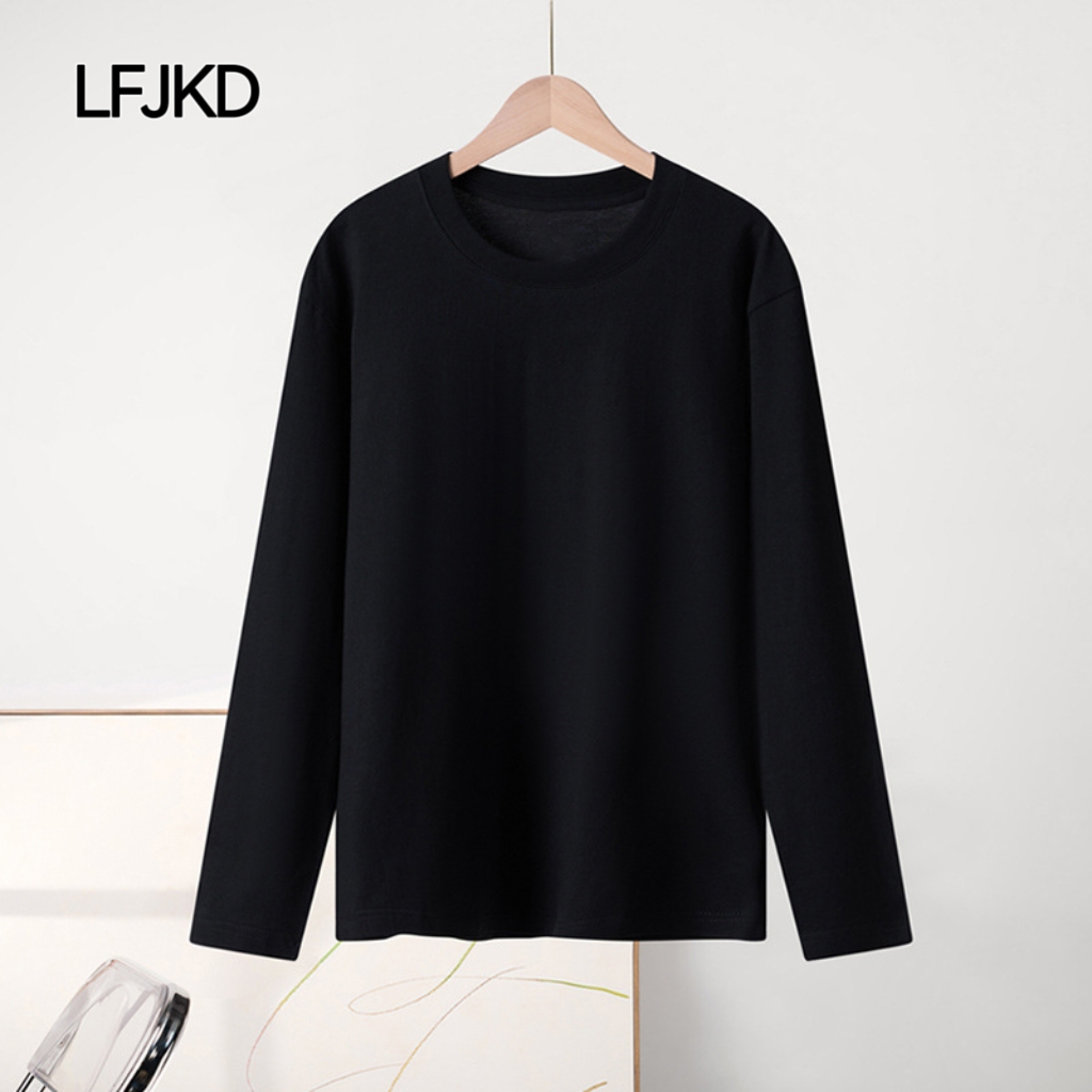 K2271 Women's Fall/Winter Minimalist Cotton Long-Sleeve T-Shirt | 230g Heavyweight Fabric | Loose Fit | Suitable for Layering or Outerwear