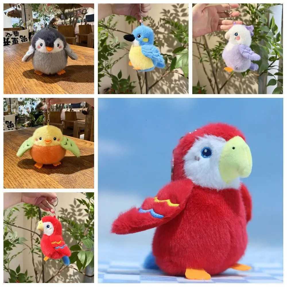 Colorful Cute Animal Bird Plush Keychain Simulation Sparrow Parrot Plush Doll Realistic Kawaii Furry Birds Keyrings Bag PendantXJ250928