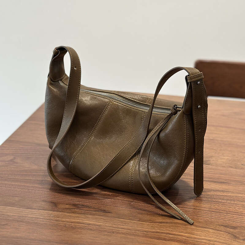 designer bag Luxury bag New Genuine Leather Women's Top Layer Cowhide Crossbody Casual Crescent High-end Saddle Shoulder Bag