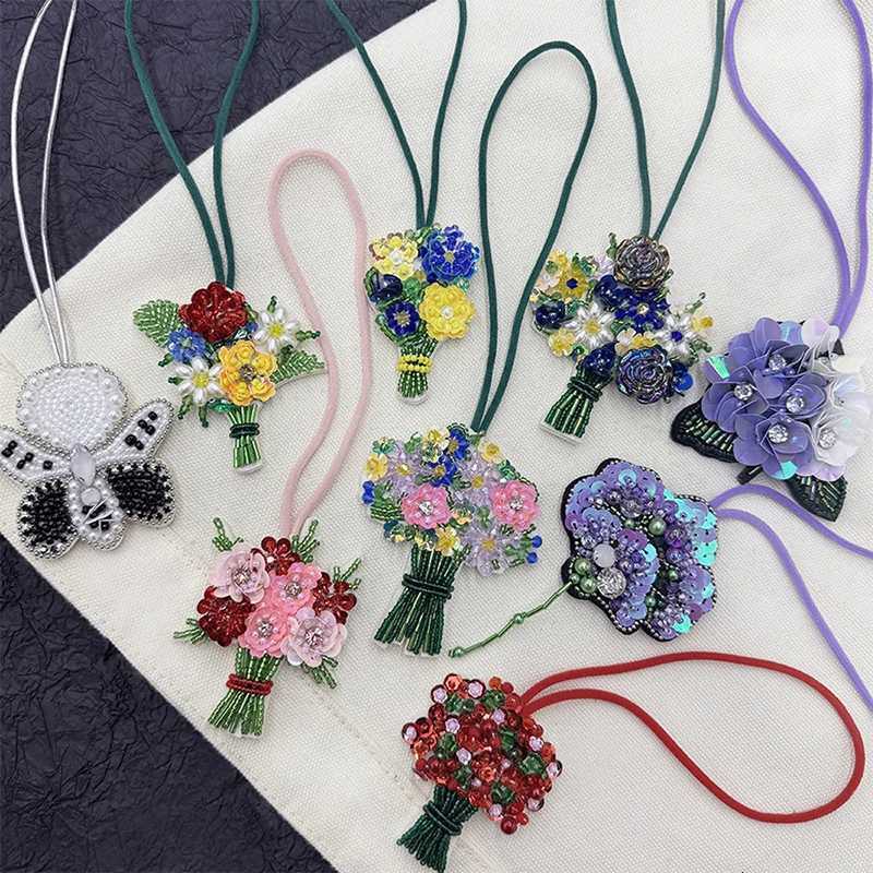 Luxury Flower Plants Bag Accessories Pendant Patches For Clothing Diy Sew On Beaded Applique Bag Charm Bordados Para Bag Clothing Y250928