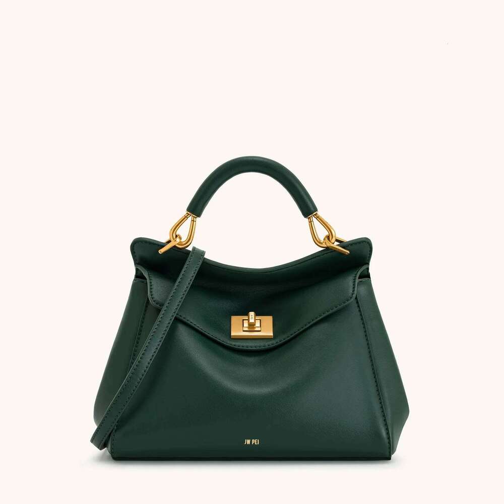 JWPEI Minimalist Lock Closure Purse - Niche Designer Leather Shoulder Bag, Versatile & Elegant Suotong2509