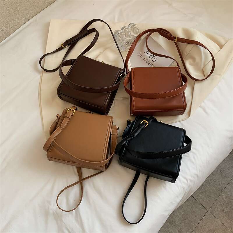 version Of The Ladies Multifunctional Fashion Small Square Solid Color Texture Crossbody Bag Leisure And Versatile