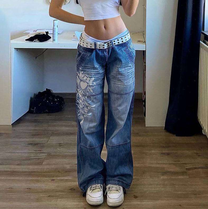 TIK Hot Sale Haruku Grunge Vintage Low Waisted Cargo Pants Y2k Aesthetics Indie Women's Jeans Pockets Korean Streetwear Retro Trousers