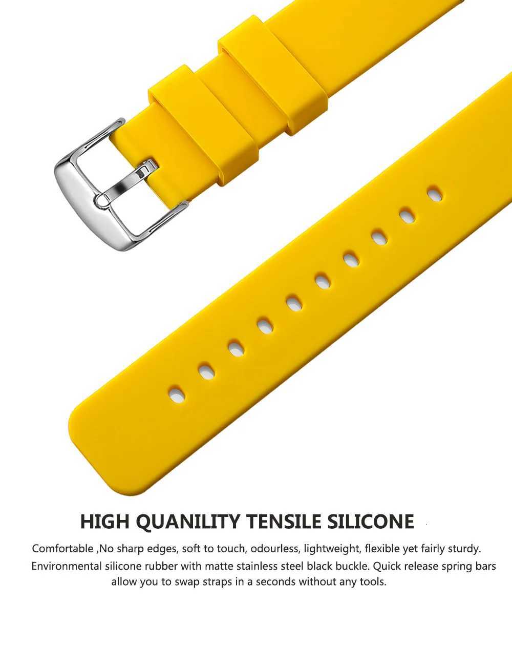 Silicone Watch Bands 1416181920212224 mm Soft Quick Release Rubber Watch Bands Samsung Galaxy Garmin Huawei Watch Straps W250928