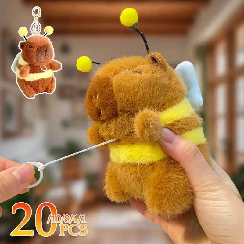 120PCS Cute Plush Bee Wings Vibrating Keychain Capybara Fun Quirky Toys Plush Bee Doll Bag Charm Plush Charm Childrens GiftXJ250928