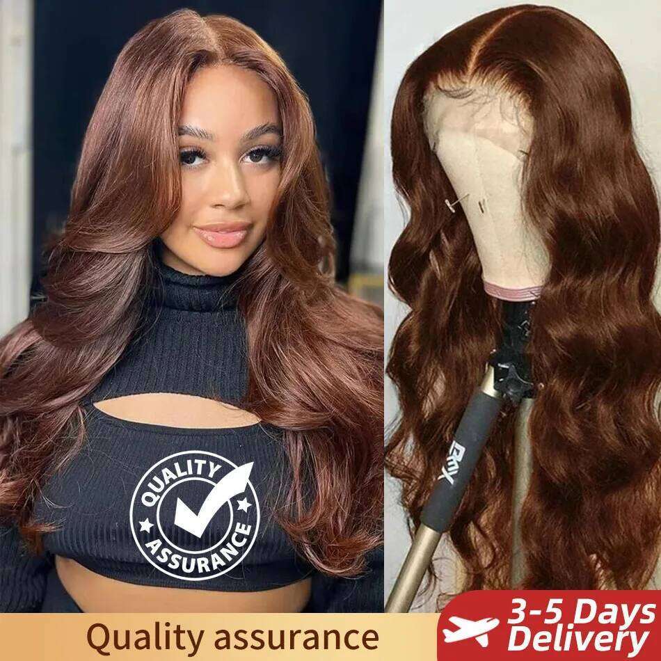 13X6 HD Front Chocolate Brown Fall Season Colored Body Wave Human Hair Transparent Lace Frontal Wigs Xiusiyuan2509