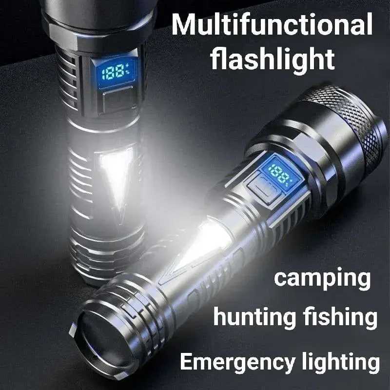 1500W Super Portable Rechargeable Led Lamp Builtin BatteryWaterproof High Power Led Flashlight White Laser Outdoor Torch Light D250928