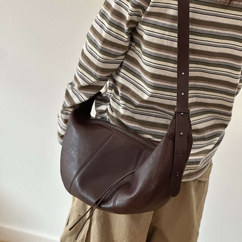 designer bag Luxury bag New Genuine Leather Women's Top Layer Cowhide Crossbody Casual Crescent High-end Saddle Shoulder Bag