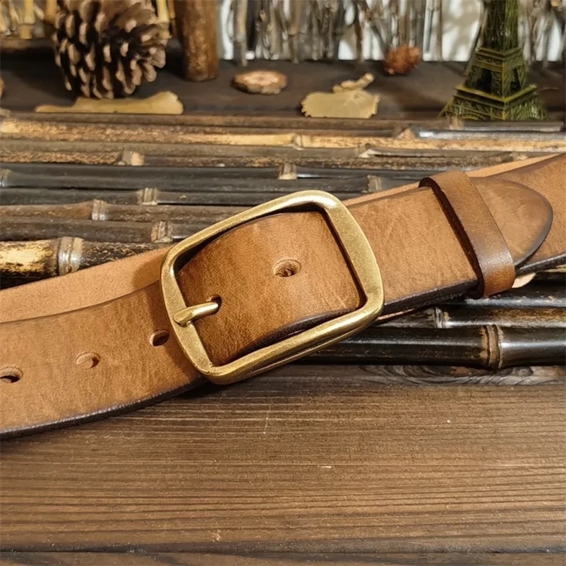 3.8CM denim copper buckle mens belt mens jeans fashionable casual belt mens belt retro mens belt 250327