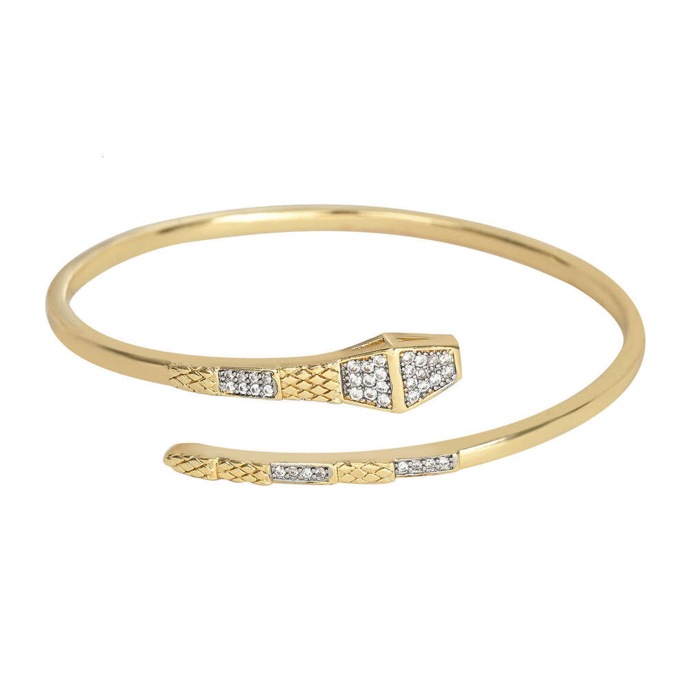 Dongdaemun New Micro Inlaid Zircon Two-tone Electroplated Snake-shaped Ins Trend High-end Fashion Adjustable Bracelet