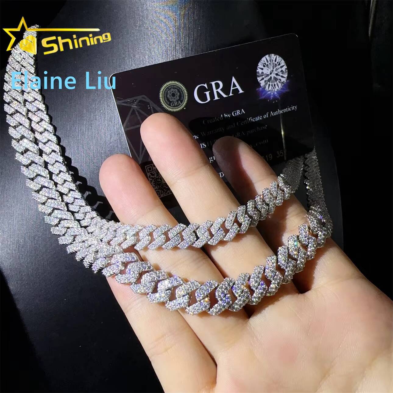 8mm 10mm Iced Out VVS Moissanite Diamond Sterling Silver 925 Hip Hop Jewelry Miami Cuban Link Chain Necklace